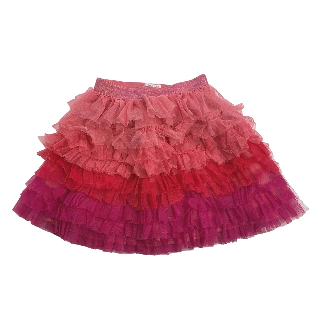 The Childrens Place Pink Ombre Tutu Skirt Kids Size 5/6 Tiered Tulle Ruffle